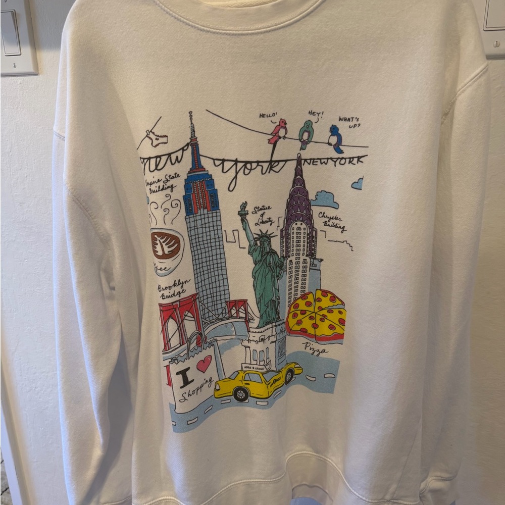 White New York Graphic Sweater